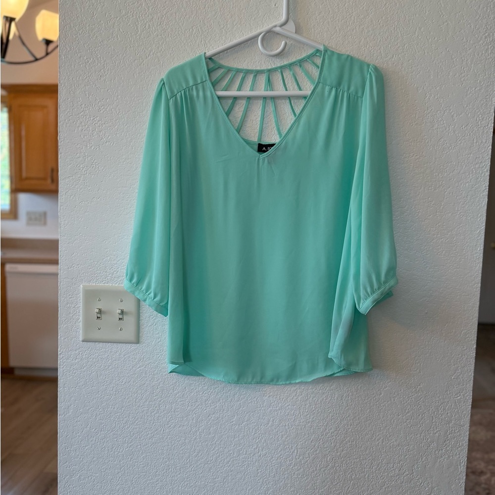 A. Byer Light Green Blouse with Strappy Back
